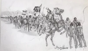 Douglas Weaver Native American Art Original Sketch Drawing Western Americana - Picture 1 of 7