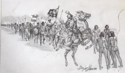 Douglas Weaver Native American Art Original Sketch Drawing Western Americana - image 1 of 4