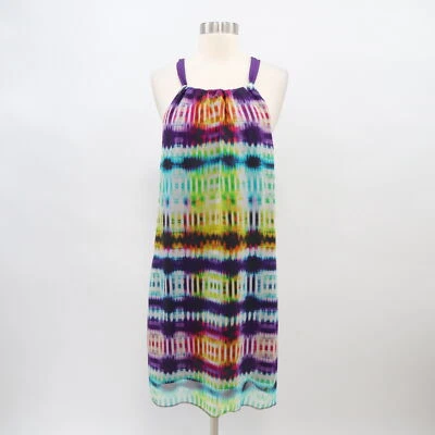 Vestido sin mangas Trina Turk de seda para mujer 6 tie dye arco iris sin mangas Rancho Halter Foto 1 de 4