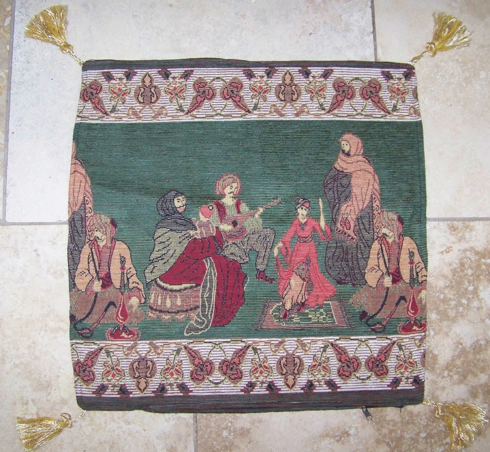 17"x17" Turkish Cotton Blend Festival Pattern Pillow Cover 7 Colors - Image 1 of 1