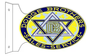 DODGE BROTHERS SALES SERVICE 18" HEAVY DUTY USA METAL DOUBLE SIDED AUTO ADV SIGN - Picture 1 of 1