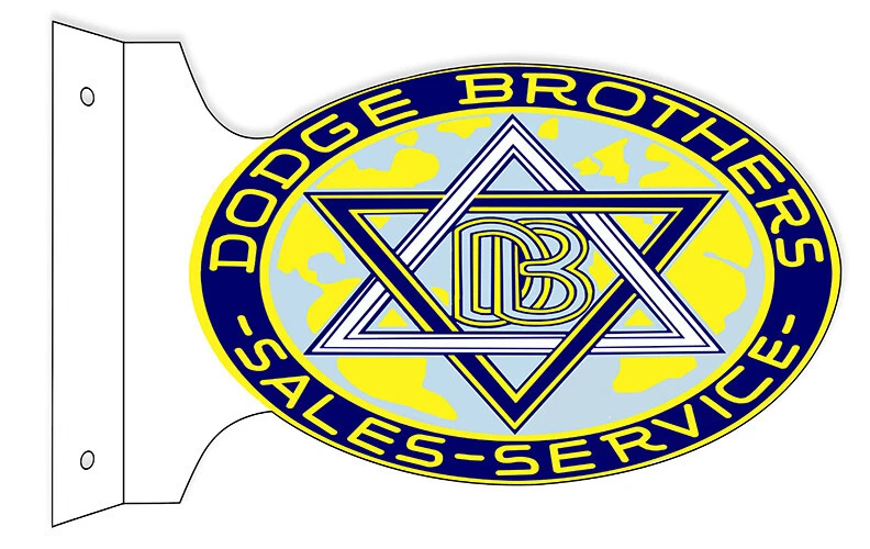 DODGE BROTHERS SALES SERVICE 18" HEAVY DUTY USA METAL DOUBLE SIDED AUTO ADV SIGN - Image 1 of 1