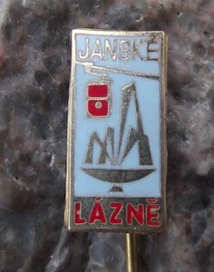 Antique Janske Lazne Spa Resort Cable Car Natural Spring Fountain Pin Badge - Picture 1 of 6