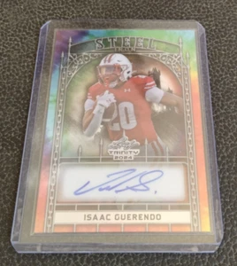 2024 Leaf Trinity Isaac Guerendo Steel Iron Auto 1/1 Wisconsin Badgers 49ers - Bild 1 von 4