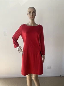 Cocomore Stretchy Red Dress Side Pockets Knee Length Long Sleeve Sz Euro 40 / M - Picture 1 of 11