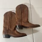 Vintage USA Mens Dan Post Marlboro Brown Leather Cowboy Boots Size 10.5 EW Wide