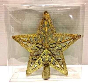 Stern Topper Neu Gold Glitzer Weihnachtsbaum Schneeflocken Muster  - Bild 1 von 4