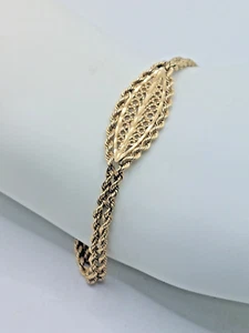 Michael Anthony 14k Solid Gold Diamond Cut Filigree Double Strand Rope Bracelet - Picture 1 of 15
