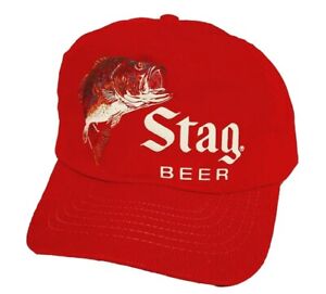 VINTAGE RED STAG BEER BASS FISH FISHING SNAPBACK CORDUROY HAT ~ TRUCKER CAP