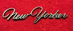 Vintage MOPAR Chrysler New Yorker Script Type Name Plate Emblem Gold Color OEM - Picture 1 of 3