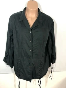  KATHY LEVINE  Top 3x black Laces Up Art to Wear Plus size 3xl - Picture 1 of 6