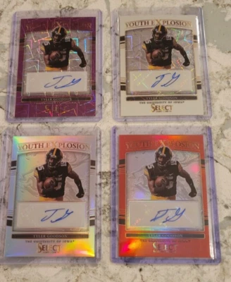 2022 Tyler Goodson Select Youth Explosion Rookie Card Auto White Red Purple  4 - Image 1 of 4