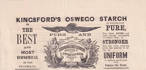 Anuncio impreso 1878 Kingsford's Oswego Starch 6"x3" Oswego Nueva York - Imagen 1 de 3