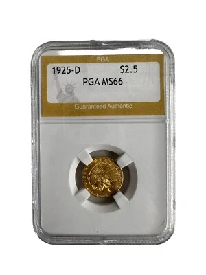 1925-D $2.50 Gold Indian PGA MS66 Denver Minted Gem Graded Eagle Coin - Image 1 of 4