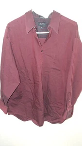 Axcess Men Dress Shirt 17 32 33 Maroon Black L Sleeve Wrinkle Resistant 1 Pocket - Picture 1 of 16
