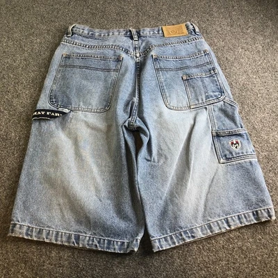 Phat Farm Denim Shorts Mens 34 Blue Carpenter Vintage Faded Skate Baggy - Image 1 of 4