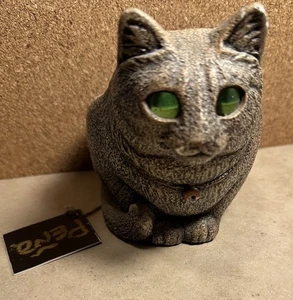 Windstone Editions Pena 2000 Crouching Cat Candle Green Eyes With Tag - Picture 1 of 9