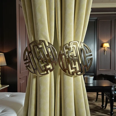 2 Corbatas Cortina Swag Latón Personaje Shou Chino De Colección - Bata - Toalleros Foto 1 de 4