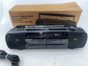 VTG Emerson AC2350 AM/FM Stereo Radio Dual Cassette Recorder Auto Reverse Retro - Picture 1 of 16
