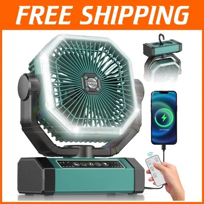 9-Inch Battery Operated Fan with 60Hrs Run Time, Oscillation & Remote Control - Image 1 of 4