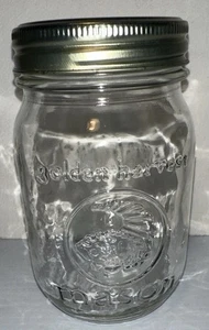 Barattolo muratore Golden Harvest pinta logo Cornucopia in rilievo vetro trasparente con coperchio #975 - Foto 1 di 8