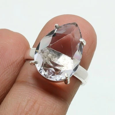 White Topaz Gemstone Ring Handmade Antique Thanksgiving Gift Jewelry 7" MXR 5189 - Image 1 of 4