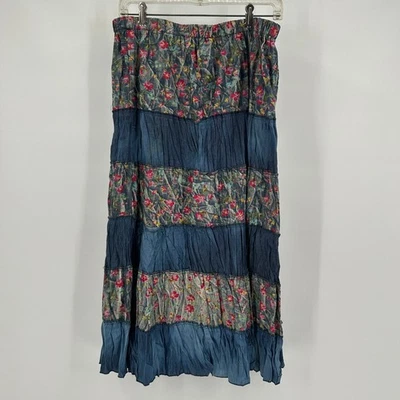 Maxi Falda Boho Para Mujer Patchwork Talla 2X Floral Cottagecore Gitana Campesina En Niveles Foto 1 de 4