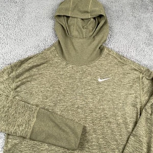 Nike Pullover Hoodie Womens Medium Green Running Dri-FIT Element Thumb Holes - Picture 1 of 13