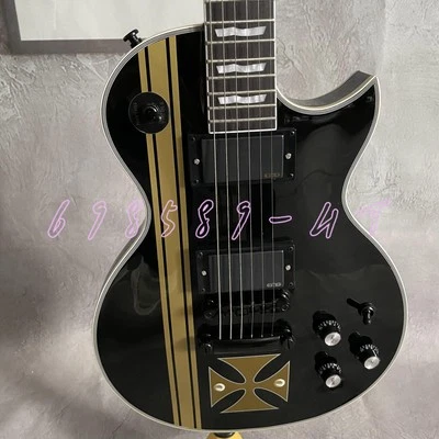 Black Iron Cross LP Electric Guitar James Hetfield Active Pickups HH Pickups - Image 1 of 4