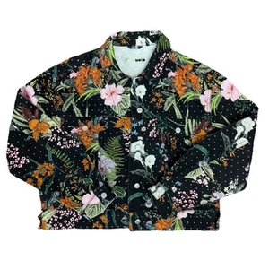 Topshop Floral Botanical Crystal Strass schwarz Denim Jacke Gr UK 12 (US 8) - Bild 1 von 15