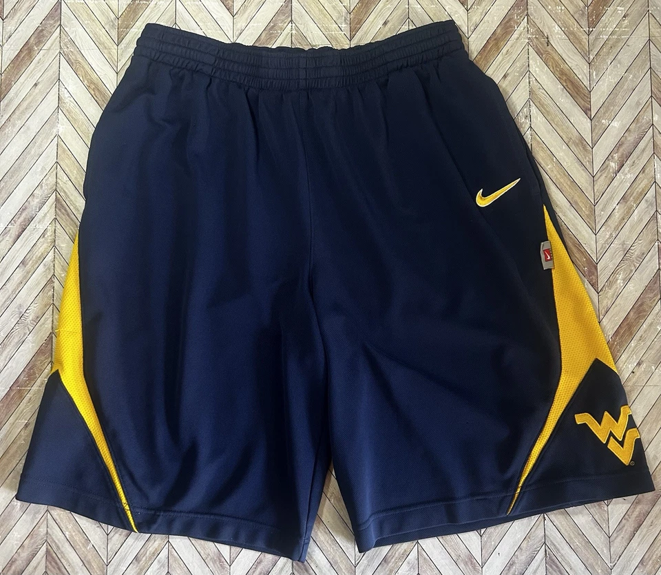 Nike Dri Fit West Virginia Mountaineers Basketball Shorts. Blue/Gold Size Large - Image 1 of 4