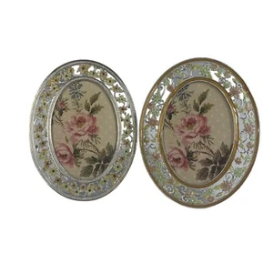 2 Vintage Floral Oval Picture Frames With Floral Embellishments Victorian Style - Picture 1 of 6