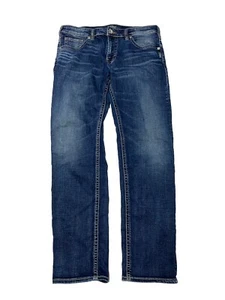 Jeans Eddie Argento Uomo 32 X 32 Vestibilità Regular Blu Scuro Flex Denim - Foto 1 di 3