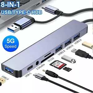7/8 Port USB-C Hub Adapter - 5G Speed Multi Splitter for PC, Laptop & MacBook US - Picture 1 of 11