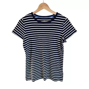 Lands End dunkelblau gestreiftes kurzes Flügelärmel Rundhals Damen Größe L T-Shirt - Bild 1 von 9