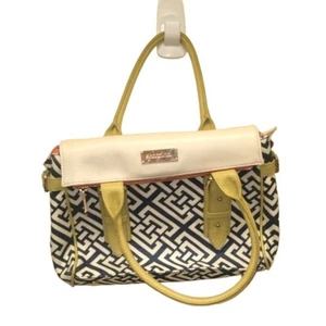 Spartina 449 Daufuskie Island Purse Leather & Linen Fold Over Satchel - Bild 1 von 9
