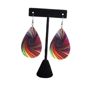 Colorful Spiral Faux Leather Teardrop Dangle Earrings - Picture 1 of 5