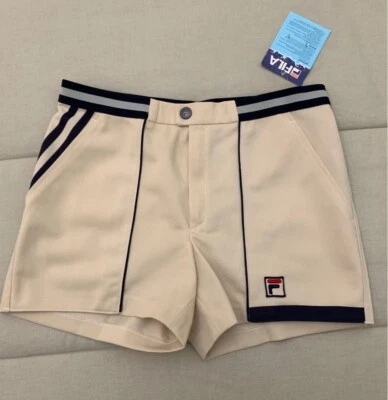 '80 short Fila, taglia 44, Beige, Nuovo originale vintage, Borg Lendl McEnroe - Photo 1/4