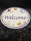 "Welcome" Plaque Ceramic Oval 8 1/2" Wide X 6 1/4" Tall By Olive Street Pottery