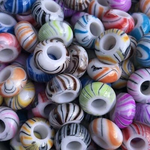 20 Acrylic Marbled Beads Candy Striped Rondelle 14mm large 6mm Hole ACR232 - Picture 1 of 7