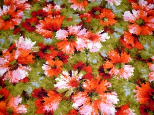 Vtg 60s 5th Avenue Heavy Cotton Interiors Fabric Flower Power Orange Red 15.75yd - Picture 1 of 12
