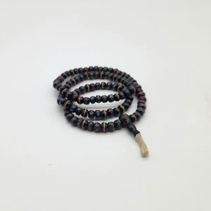 Intarsien schwarze Knochenperlen buddhistische Gebet Mala - Bild 1 von 4
