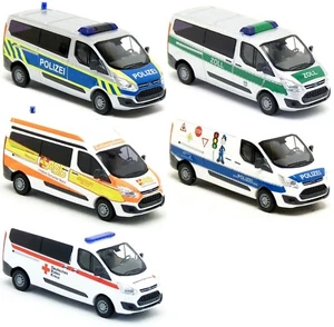 Busch - Ford Transit Custom vehículos de emergencia - modelos de autobús a elegir 1:87 H0 - Imagen 1 de 16