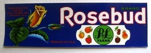 1950s Rosebud Flower Grape Fruit Crate Label - Picture 1 of 1