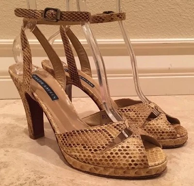 RALPH LAUREN коллекции черный ярлык реальный желтовато-коричневый питон змея кожи каблуки размер 9B Италия - Изображение 1 из 4