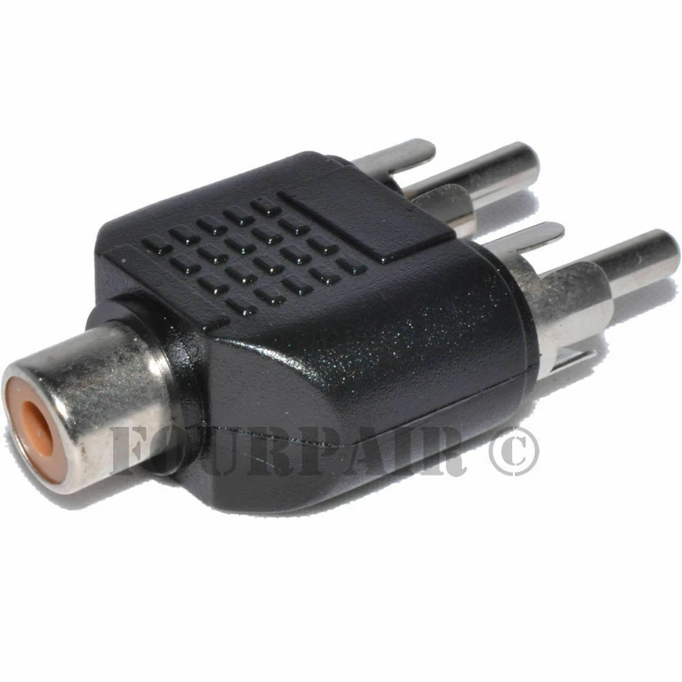 RCA母口转双RCA公头插头Y分线器音频线转换器适配器 — 第 1/1 张图片