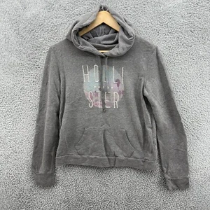 Hollister Women’s M Gray Embroidered Logo Lightweight Hoodie Sweatshirt Y2K 90s - Picture 1 of 7