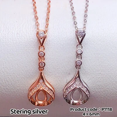 Colgante plata 925 ajuste vacío, hágalo usted mismo ajuste en blanco, Foto 1 de 4