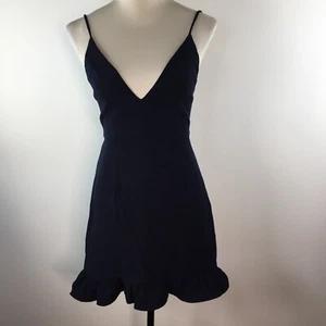 LUVALOT SIZE 8 WOMENS NAVY BLUE DRESS SLIGHT STRETCH RUFFLE HEM BRAND NEW TAGS - Picture 1 of 14