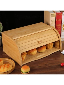 Bamboo Roll Top Bread Box, Bread Storage & Organizer for Kitchen Countertop - Picture 1 of 8